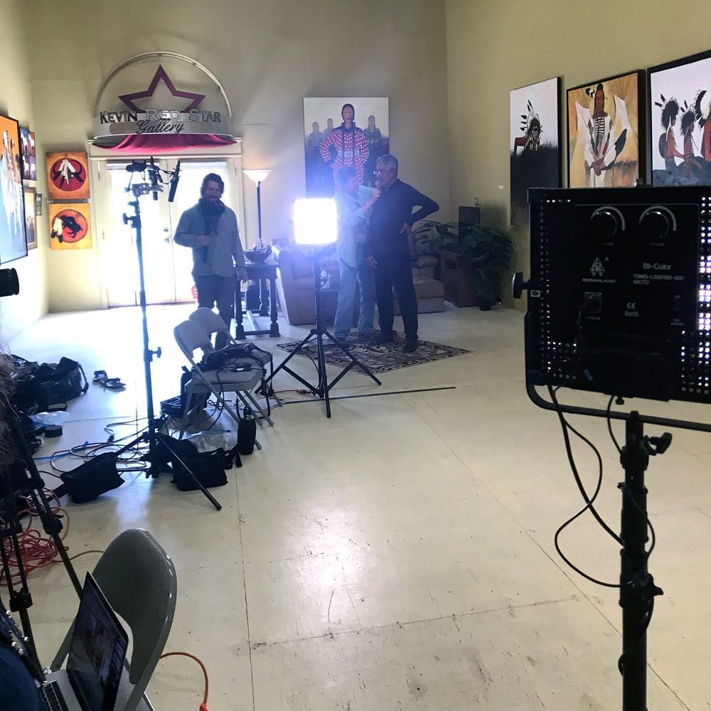 Behind-the-scenes of gallery film shoot