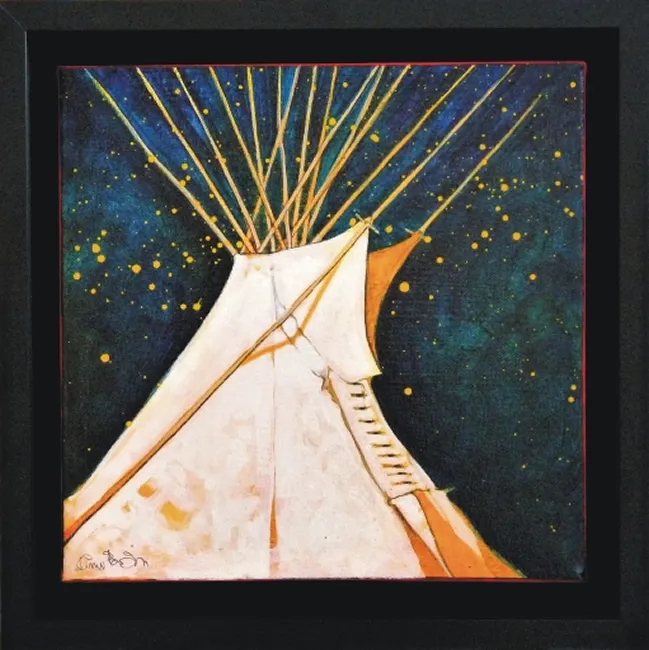 Canvas painting of a teepee