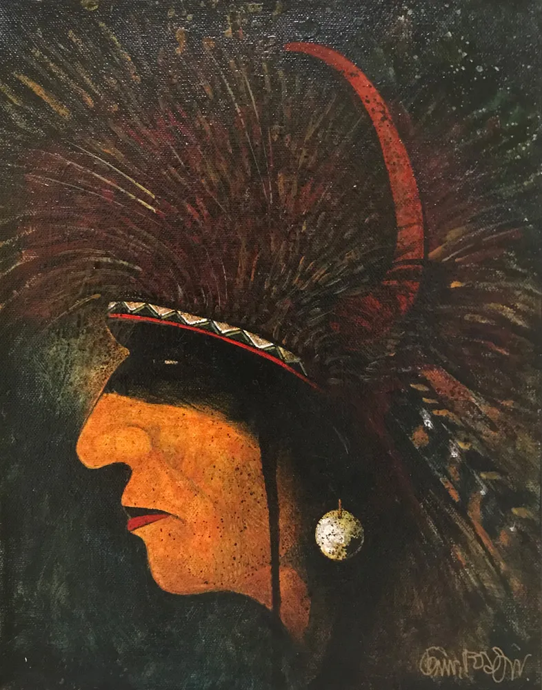 Portrait of a person in traditional headdress