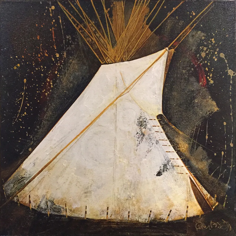 Teepee with abstract background