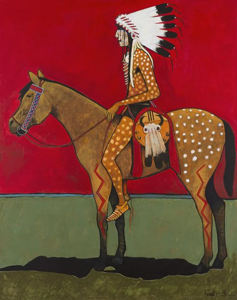 Warrior in traditional attire on horseback