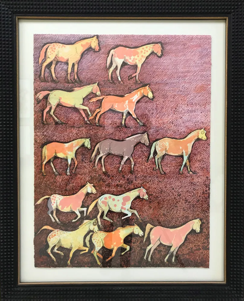 Colorful horses in a frame