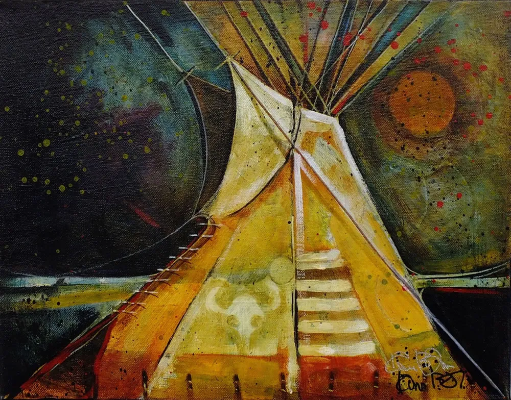 Teepee under cosmic sky