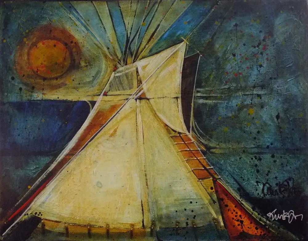 Artistic depiction of tipi in vibrant colors
