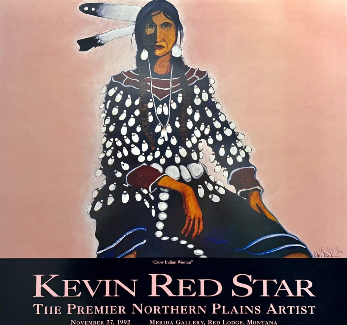 Painting of a Crow Indian woman by Kevin Red Star.